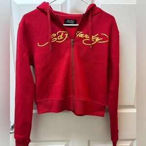 Ed Hardy Vibrant Red zip up hoodie